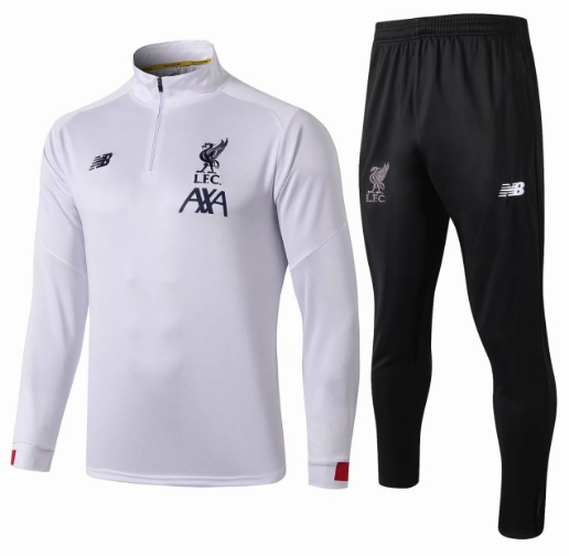 19-20 Liverpool White Training Kit ( Zipper SweatShirt+Trouser)